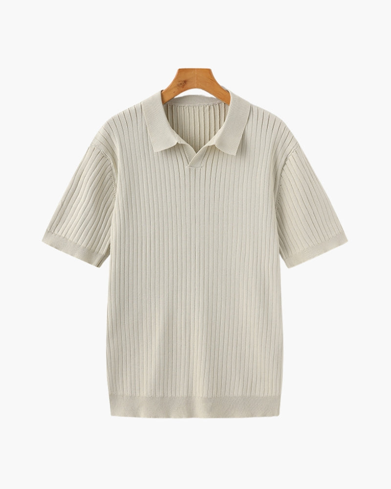 Premium Geripptes Polohemd