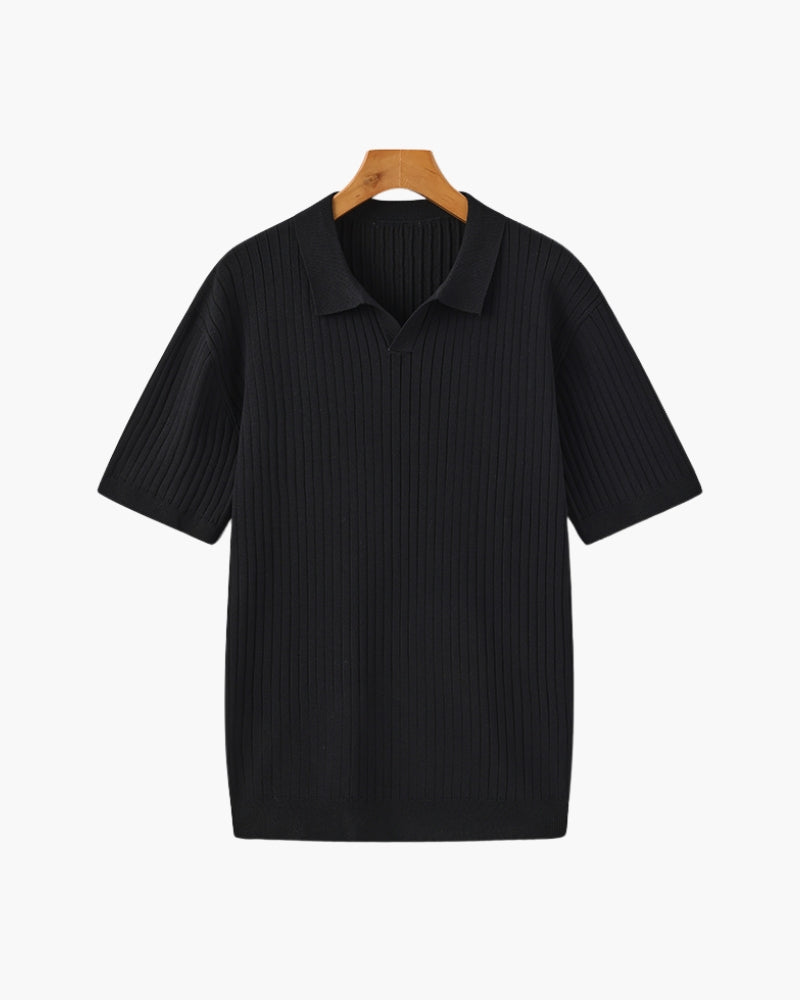 Premium Geripptes Polohemd